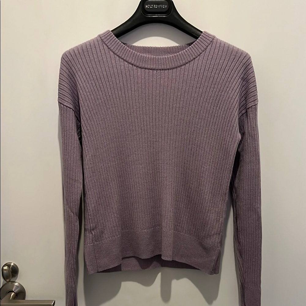 One Grey Day - Purple Ribbed Knit Sweater